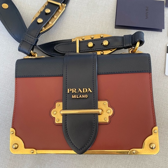 PRADA Cahier Leather Cross Body Bag